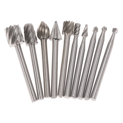 JENAKI 10pc HSS Burr Drill Bits - For Rotary Tool / Die Grinder