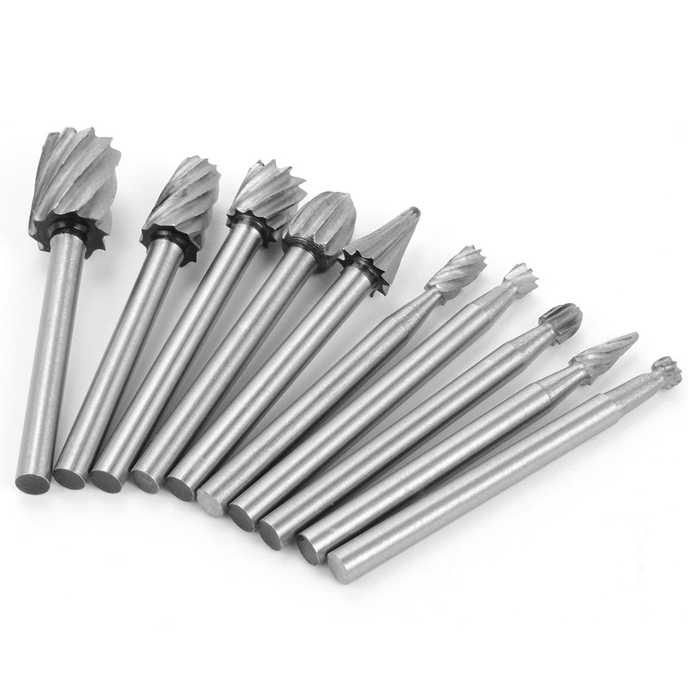 JENAKI 10pc HSS Burr Drill Bits - For Rotary Tool / Die Grinder