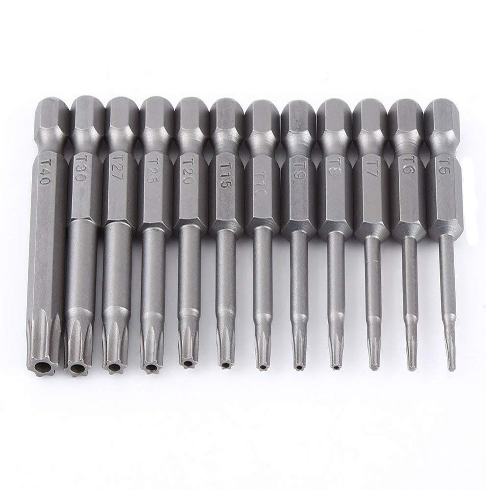 JENAKI 12pc Security Star Bit Set (Tamper Proof) With Hex Shank