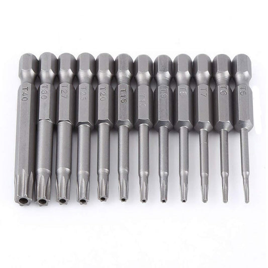 JENAKI 12pc Security Star Bit Set (Tamper Proof) With Hex Shank