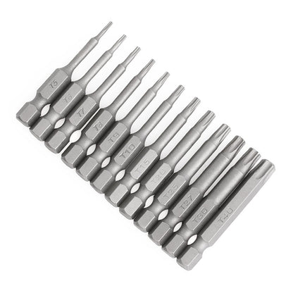 JENAKI 12pc Security Star Bit Set (Tamper Proof) With Hex Shank